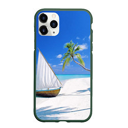 Чехол iPhone 11 Pro матовый Island of hawaii, цвет: 3D-темно-зеленый
