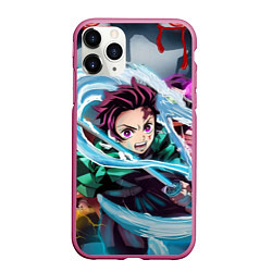 Чехол iPhone 11 Pro матовый ТАНДЖИРО КЛИНОК, РАССЕКАЮЩИЙ ДЕМОНОВ DEMON SLAYER, цвет: 3D-малиновый