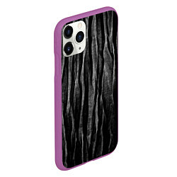 Чехол iPhone 11 Pro матовый Полосы чорные серые роизвольные random black strip, цвет: 3D-фиолетовый — фото 2