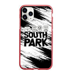 Чехол iPhone 11 Pro матовый Южный парк - персонажи и логотип South Park, цвет: 3D-красный