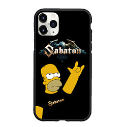 Чехол iPhone 11 Pro матовый Sabaton Гомер Симпсон рокер, цвет: 3D-черный