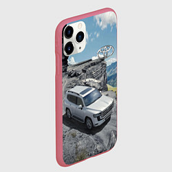Чехол iPhone 11 Pro матовый Toyota Land Cruiser 300 Горная дорога, цвет: 3D-малиновый — фото 2