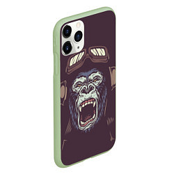 Чехол iPhone 11 Pro матовый Орущая горилла, цвет: 3D-салатовый — фото 2