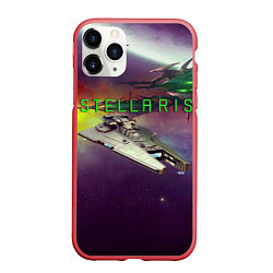 Чехол iPhone 11 Pro матовый Stellaris космический корабль в космосе, цвет: 3D-красный