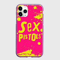 Чехол iPhone 11 Pro матовый Sex Pistols Yellow Logo, цвет: 3D-фиолетовый