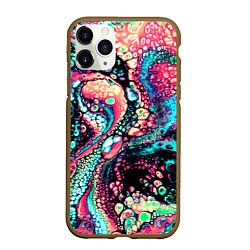 Чехол iPhone 11 Pro матовый Acid Wave, цвет: 3D-коричневый