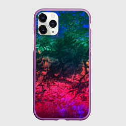 Чехол iPhone 11 Pro матовый Извержение вулкана Текстура камня, цвет: 3D-фиолетовый