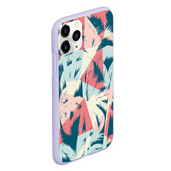 Чехол iPhone 11 Pro матовый Пальмы Паттерн, цвет: 3D-светло-сиреневый — фото 2