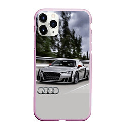 Чехол iPhone 11 Pro матовый Ауди на скоростном шоссе Audi on the expressway, цвет: 3D-розовый