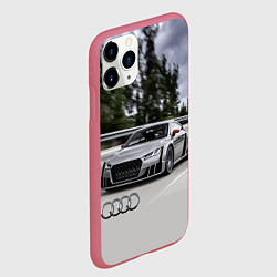 Чехол iPhone 11 Pro матовый Ауди на скоростном шоссе Audi on the expressway, цвет: 3D-малиновый — фото 2