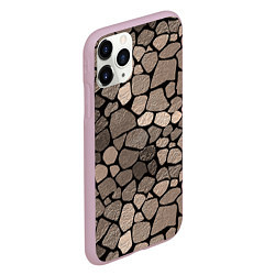 Чехол iPhone 11 Pro матовый Черно-коричневая текстура камня, цвет: 3D-розовый — фото 2
