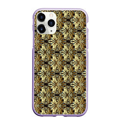 Чехол iPhone 11 Pro матовый Золотые узоры Gold, цвет: 3D-светло-сиреневый
