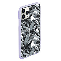 Чехол iPhone 11 Pro матовый Чёрно-белые Листья Пальм, цвет: 3D-светло-сиреневый — фото 2