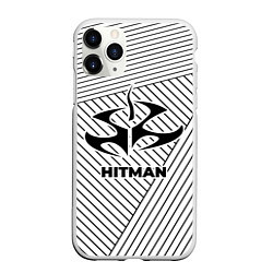 Чехол iPhone 11 Pro матовый Символ Hitman на светлом фоне с полосами, цвет: 3D-белый