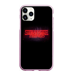 Чехол iPhone 11 Pro матовый С логотипом Stranger Things, цвет: 3D-розовый