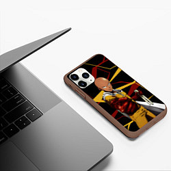 Чехол iPhone 11 Pro матовый One Punch Man - Сайтама-аниме, цвет: 3D-коричневый — фото 2