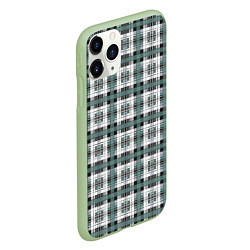 Чехол iPhone 11 Pro матовый Серо-зеленый клетчатый узор шотландка, цвет: 3D-салатовый — фото 2