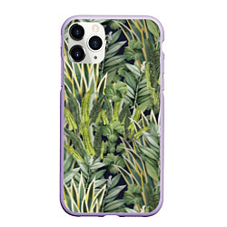 Чехол iPhone 11 Pro матовый Экзотические Летние Цветы и Листва, цвет: 3D-светло-сиреневый