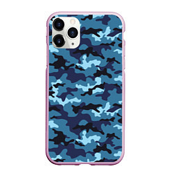 Чехол iPhone 11 Pro матовый Камуфляж Тёмно-Синий Camouflage Dark-Blue, цвет: 3D-розовый