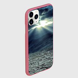 Чехол iPhone 11 Pro матовый Трещины на земле пустыня, цвет: 3D-малиновый — фото 2
