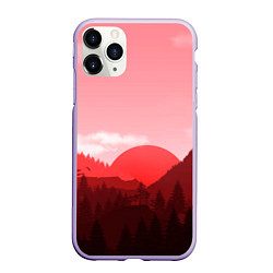 Чехол iPhone 11 Pro матовый Закат в горах в розовых тонах, цвет: 3D-светло-сиреневый