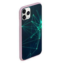 Чехол iPhone 11 Pro матовый Зеленые абстрактные взаимосвязанные линии нейроны, цвет: 3D-розовый — фото 2