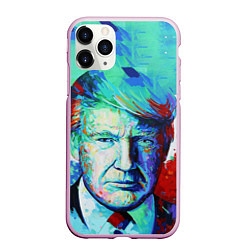 Чехол iPhone 11 Pro матовый Дональд Трамп арт, цвет: 3D-розовый