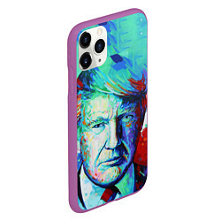 Чехол iPhone 11 Pro матовый Дональд Трамп арт, цвет: 3D-фиолетовый — фото 2