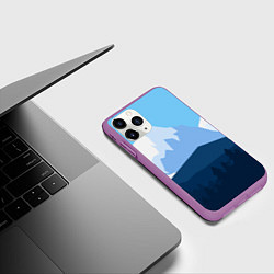 Чехол iPhone 11 Pro матовый Горы, лес, канатная дорога, цвет: 3D-фиолетовый — фото 2