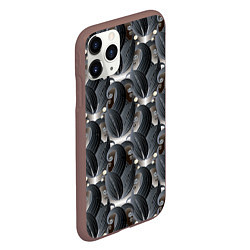 Чехол iPhone 11 Pro матовый Стильные черные листья, цвет: 3D-коричневый — фото 2