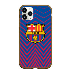 Чехол iPhone 11 Pro матовый FC BARCELONA зигзаги