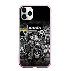 Чехол iPhone 11 Pro матовый Большой принт группы OASIS, цвет: 3D-розовый