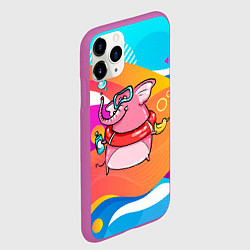 Чехол iPhone 11 Pro матовый Слоненок идет купаться, цвет: 3D-фиолетовый — фото 2