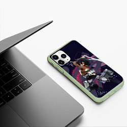 Чехол iPhone 11 Pro матовый Микаса Аккерман-Атака Титанов, цвет: 3D-салатовый — фото 2