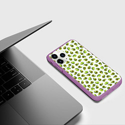 Чехол iPhone 11 Pro матовый Смешное авокадо на белом фоне, цвет: 3D-фиолетовый — фото 2