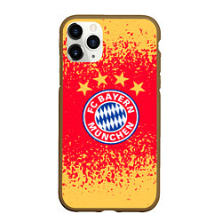 Чехол iPhone 11 Pro матовый Bayern munchen красно желтый фон, цвет: 3D-коричневый