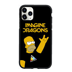 Чехол iPhone 11 Pro матовый Imagine Dragons Гомер Симпсон Рокер, цвет: 3D-черный