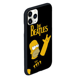 Чехол iPhone 11 Pro матовый The Beatles Гомер Симпсон Рокер, цвет: 3D-черный — фото 2