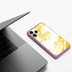 Чехол iPhone 11 Pro матовый Nirvana - нирвана смайл, цвет: 3D-фиолетовый — фото 2
