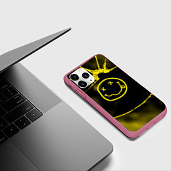 Чехол iPhone 11 Pro матовый Нирвана nirvana разбитое стекло, цвет: 3D-малиновый — фото 2