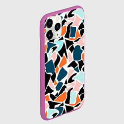 Чехол iPhone 11 Pro матовый Абстрактный современный разноцветный узор в оранже, цвет: 3D-фиолетовый — фото 2
