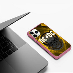 Чехол iPhone 11 Pro матовый AC DC SKULL ROCK, цвет: 3D-малиновый — фото 2