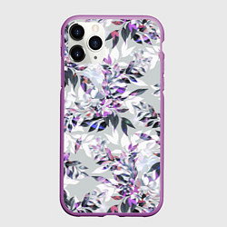 Чехол iPhone 11 Pro матовый Цветы Серый Букет, цвет: 3D-фиолетовый