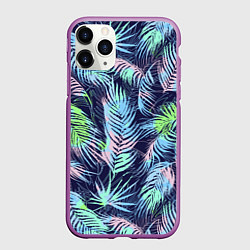 Чехол iPhone 11 Pro матовый Разноцветные Листья Пальм