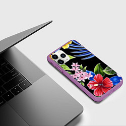 Чехол iPhone 11 Pro матовый Floral vanguard composition Летняя ночь Fashion tr, цвет: 3D-фиолетовый — фото 2