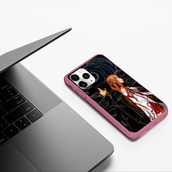 Чехол iPhone 11 Pro матовый Кирито и Асуна - Sword Art Online, цвет: 3D-малиновый — фото 2