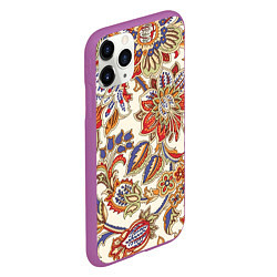 Чехол iPhone 11 Pro матовый Цветочный винтажный орнамент, цвет: 3D-фиолетовый — фото 2