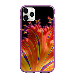 Чехол iPhone 11 Pro матовый Фрактал перо жар-птицы Абстракция, цвет: 3D-фиолетовый