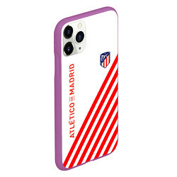 Чехол iPhone 11 Pro матовый Atletico madrid красные полосы, цвет: 3D-фиолетовый — фото 2