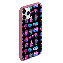 Чехол iPhone 11 Pro матовый NEON MUSHROOMS, цвет: 3D-малиновый — фото 2